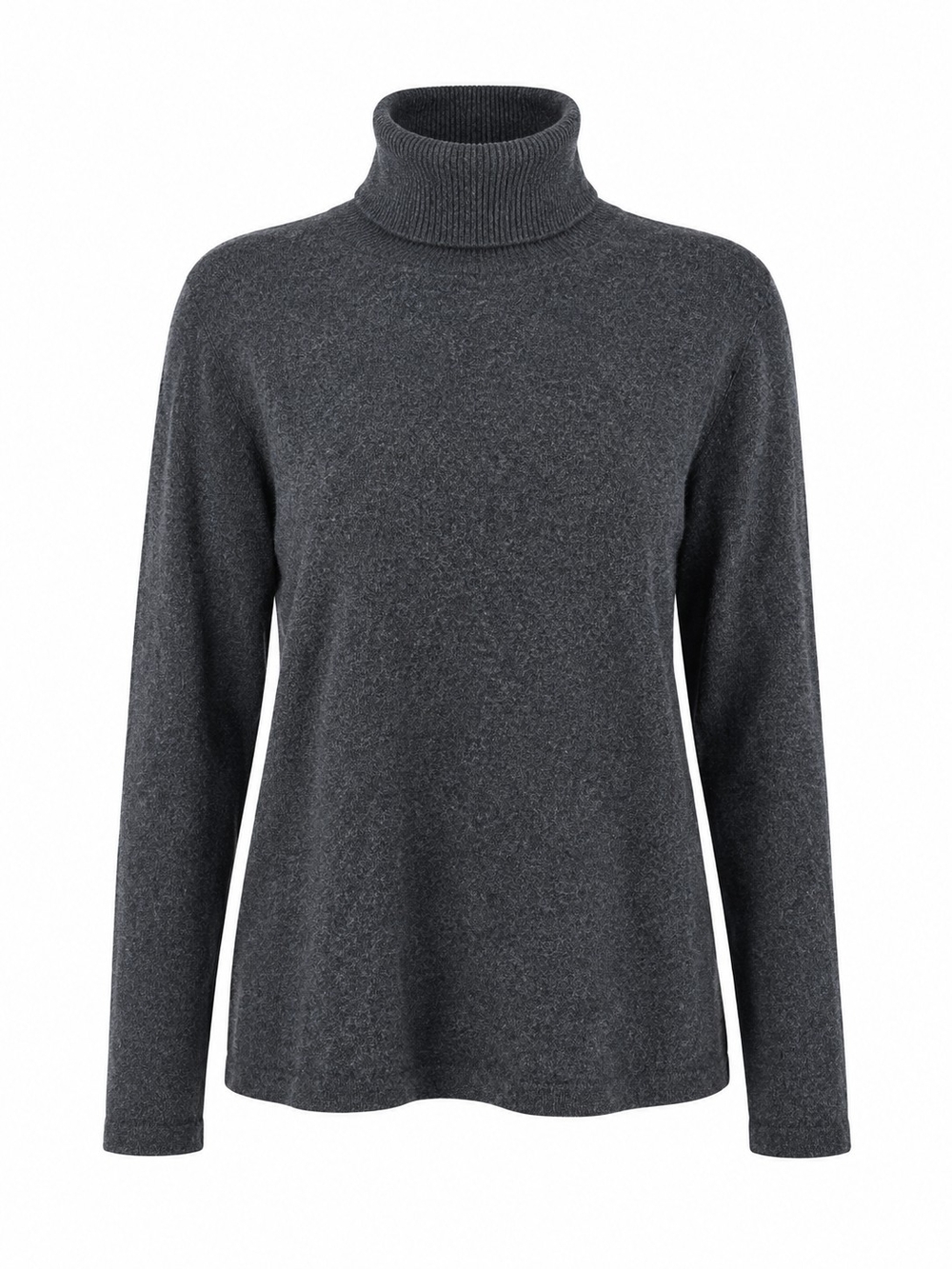 ASHA | Cozy Minimalist 100% Cashmere Turtleneck Sweater Luxury Charcoal Gray | L
